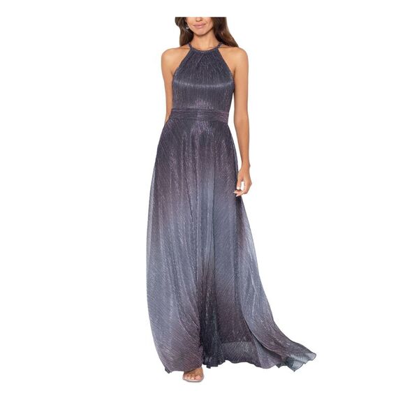 BETSY & ADAM Dresses & Skirts - BETSY & ADAM Womens Gray Faux-wrap Skirt Lined Sleeveless Gown Dress 4